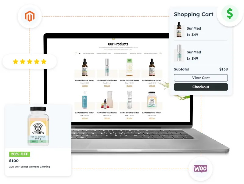Ecommerce website development interface