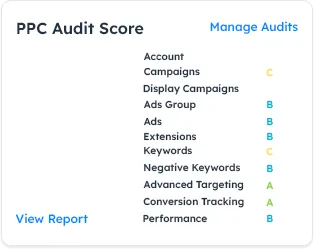PPC audit score breakdown